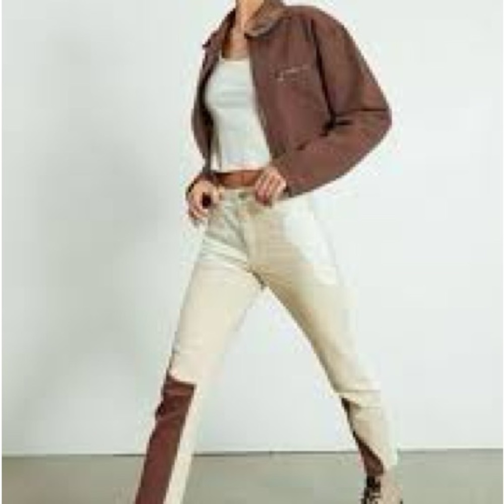 PacSun Eco Tan & Brown Paneled Mom Jeans size 25